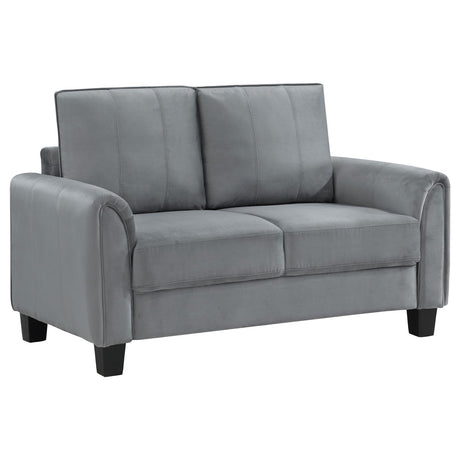 Davis  Upholstered Rolled Arm Loveseat Grey - 509635 - Luna Furniture
