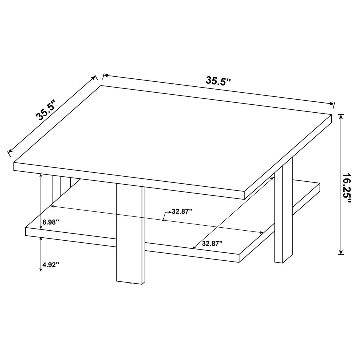 Dawn Square Engineered Wood Coffee Table With Shelf Mango - 707718 - Luna Furniture
