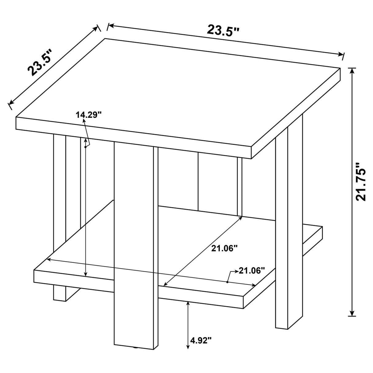 Dawn Square Engineered Wood End Table With Shelf Mango - 707717 - Luna Furniture