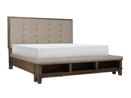 Watson Gray King Upholstered Storage Panel Bed
