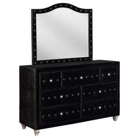 Deanna 7-drawer Rectangular Dresser with Mirror Black - 206103M - Luna Furniture