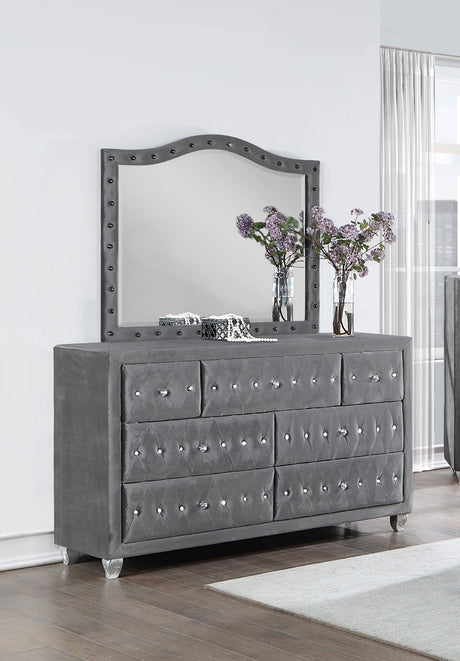 Deanna 7-drawer Rectangular Dresser with Mirror Grey - 205103M - Luna Furniture