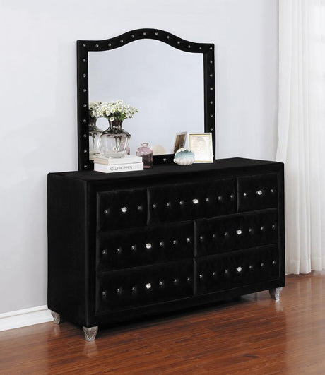 Deanna Black Button Tufted Mirror (Mirror Only) from Coaster - Luna Furniture