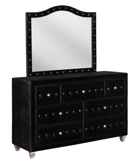 Deanna Black Button Tufted Mirror (Mirror Only) from Coaster - Luna Furniture