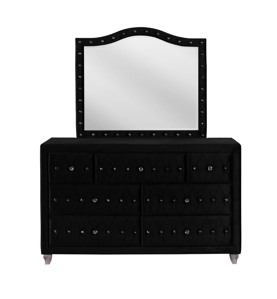 Deanna Button Tufted Mirror Black - 206104 - Luna Furniture