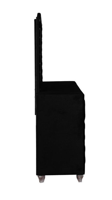 Deanna Black Button Tufted Mirror (Mirror Only) from Coaster - Luna Furniture