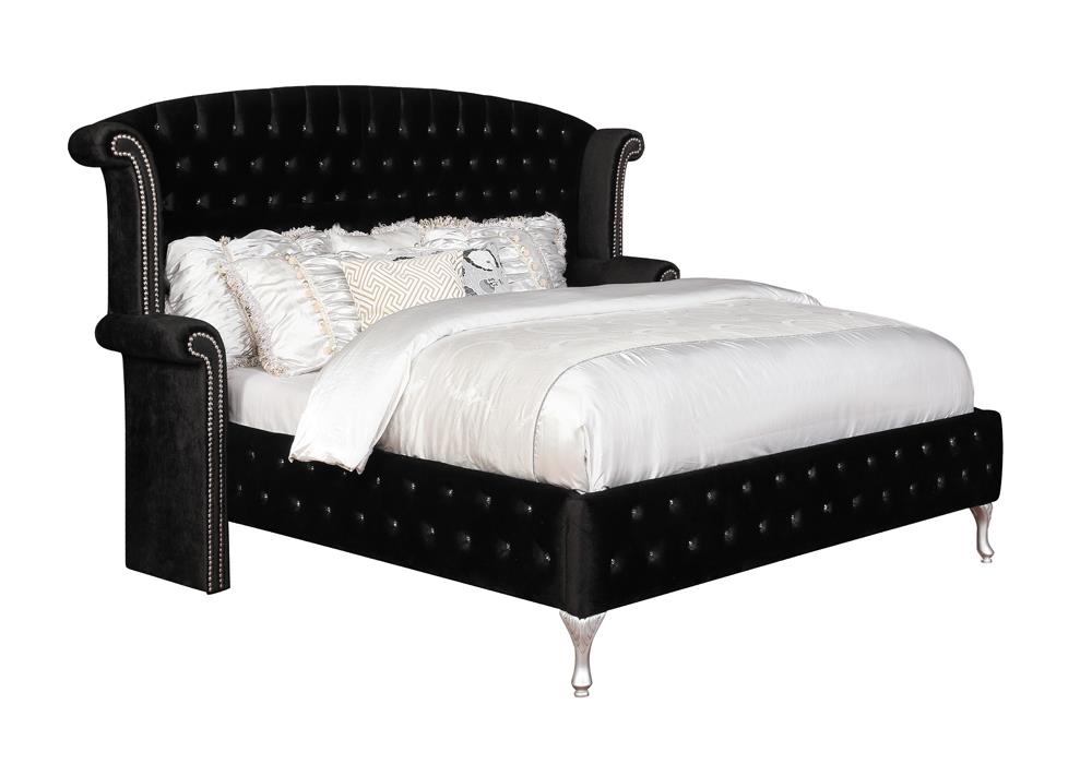 Deanna California King Tufted Upholstered Bed Black - 206101KW - Luna Furniture
