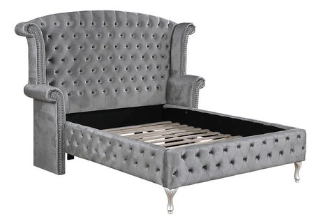 Deanna Eastern King Tufted Upholstered Bed Grey - 205101KE - Luna Furniture