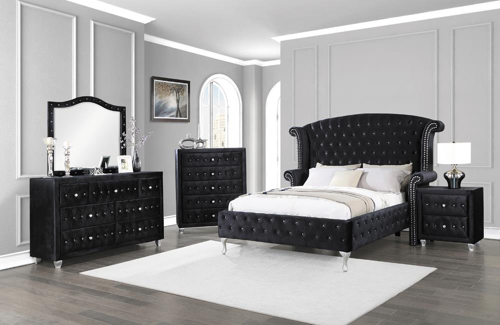 Deanna Queen Tufted Upholstered Bed Black - 206101Q - Luna Furniture