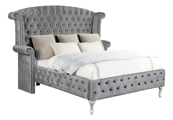 Deanna Upholstered Tufted Bedroom Set Grey - 205101Q-S5 - Luna Furniture