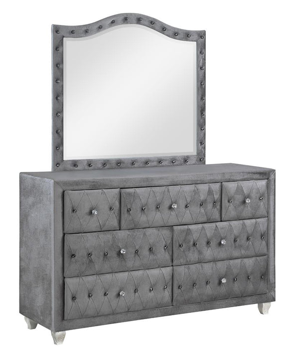 Deanna Upholstered Tufted Bedroom Set Grey - 205101Q-S5 - Luna Furniture