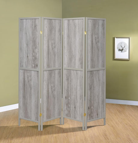 Deepika Gray Driftwood 4-Panel Folding Screen from Coaster - Luna Furniture