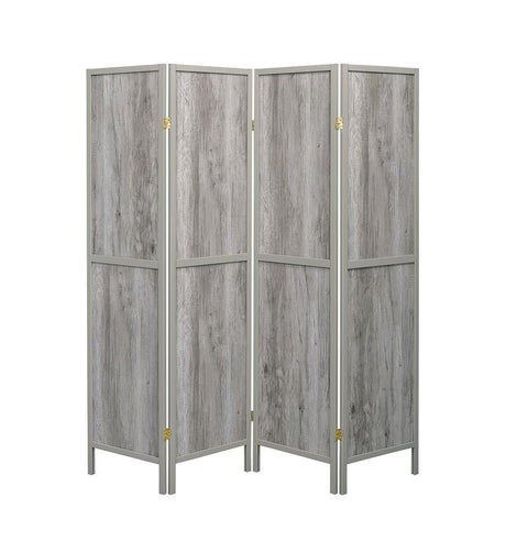 Deepika Gray Driftwood 4-Panel Folding Screen from Coaster - Luna Furniture