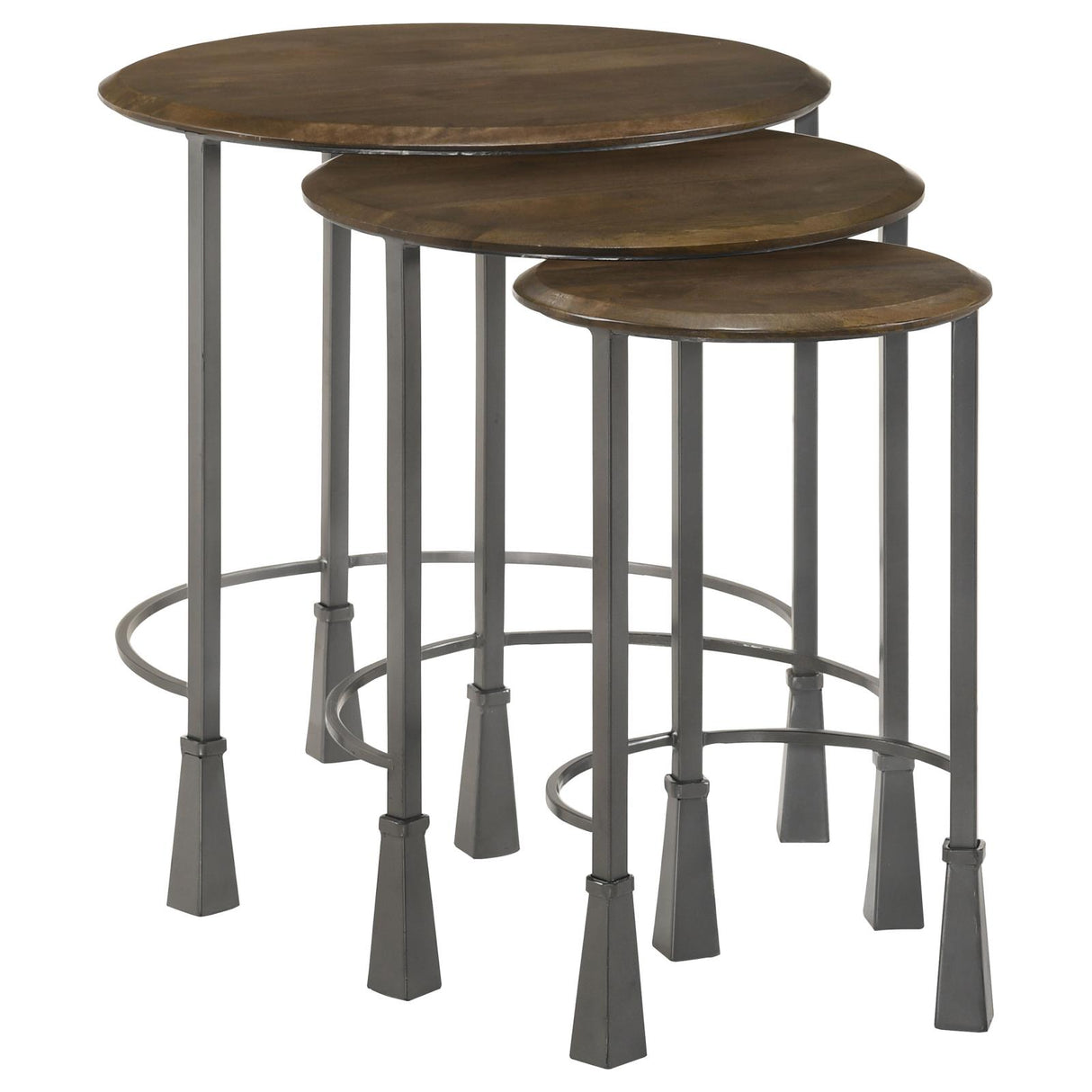Deja Natural and Gunmetal 3-Piece Round Nesting Table from Coaster - Luna Furniture