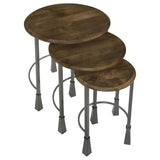 Deja Natural and Gunmetal 3-Piece Round Nesting Table from Coaster - Luna Furniture