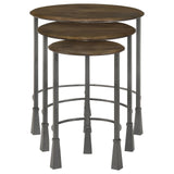 Deja Natural and Gunmetal 3-Piece Round Nesting Table from Coaster - Luna Furniture