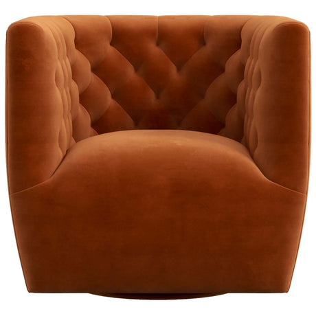 Delaney Mid-Century Modern  Swivel Chair Burnt Orange Velvet - AFC00064 - Luna Furniture