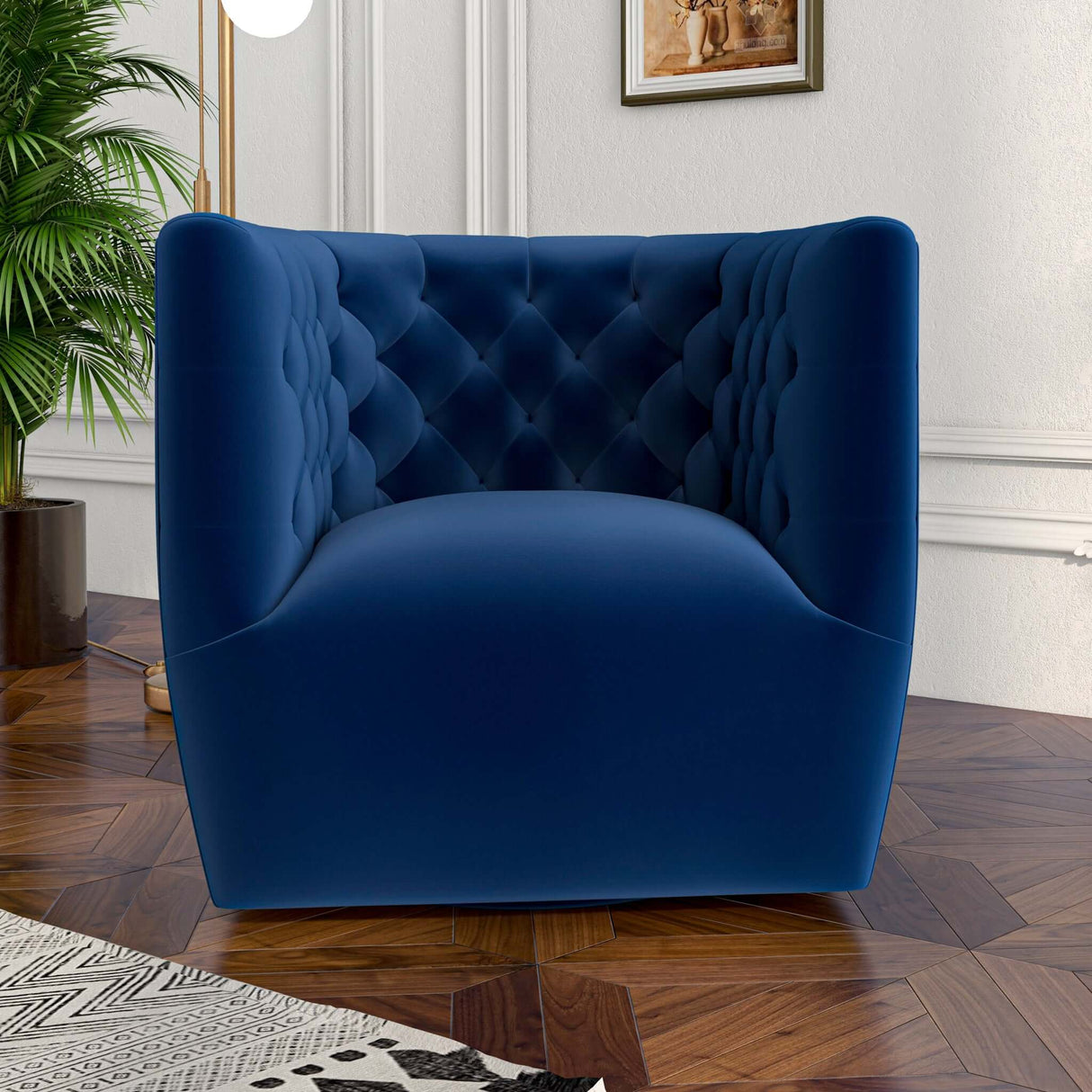 Delaney Mid-Century Modern  Swivel Chair Cream Boucle - AFC01808 - Luna Furniture