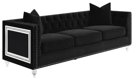 Delilah Upholstered Living Room Set Black - 509361-S2 - Luna Furniture