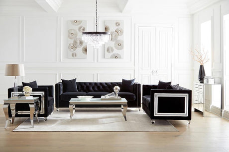 Delilah Upholstered Living Room Set Black - 509361-S3 - Luna Furniture