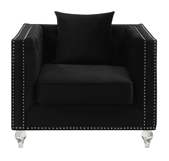 Delilah Upholstered Tufted Tuxedo Arm Chair Black - 509363 - Luna Furniture