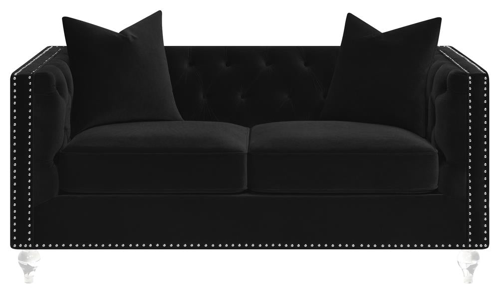 Delilah Upholstered Tufted Tuxedo Arm Loveseat Black - 509362 - Luna Furniture
