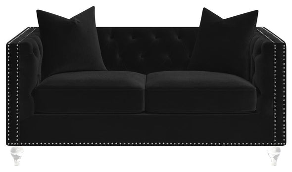 Delilah Upholstered Tufted Tuxedo Arm Loveseat Black - 509362 - Luna Furniture