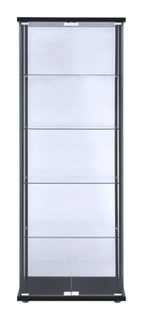 Delphinium Black and Clear 5-Shelf Glass Curio Cabinet from Coaster - Luna Furniture