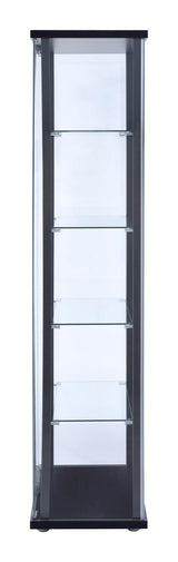 Delphinium Black and Clear 5-Shelf Glass Curio Cabinet from Coaster - Luna Furniture