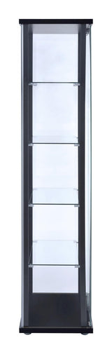 Delphinium Black and Clear 5-Shelf Glass Curio Cabinet from Coaster - Luna Furniture