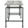 Delray 2-tier Open Shelving Writing Desk Grey Driftwood and Black - 803701 - Luna Furniture