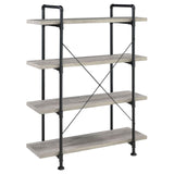 Delray 4-tier Open Shelving Bookcase Grey Driftwood and Black - 804406 - Luna Furniture