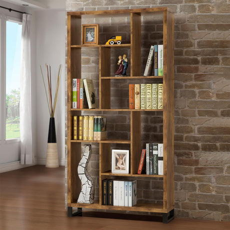 Delwin 10-shelf Bookcase Antique Nutmeg - 801236 - Luna Furniture