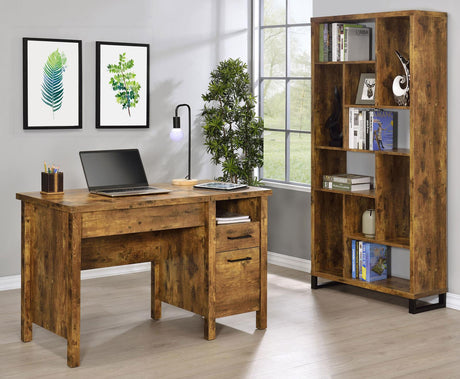 Delwin Antique Nutmeg Lift Top Office Desk with File Cabinet from Coaster - Luna Furniture