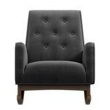 Demetrius Dark Grey Microfiber Solid Wood Rocking Chair from Midinmod - Luna Furniture