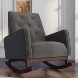 Demetrius Dark Grey Microfiber Solid Wood Rocking Chair from Midinmod - Luna Furniture