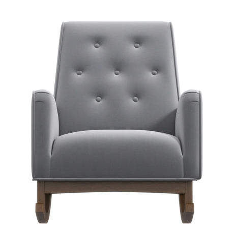 Demetrius Solid Wood Rocking Chair Light Grey Microfiber - AFC00026 - Luna Furniture