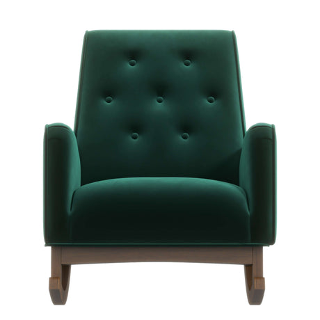 Demetrius Solid Wood Rocking Chair Orange Velvet - AFC01892 - Luna Furniture