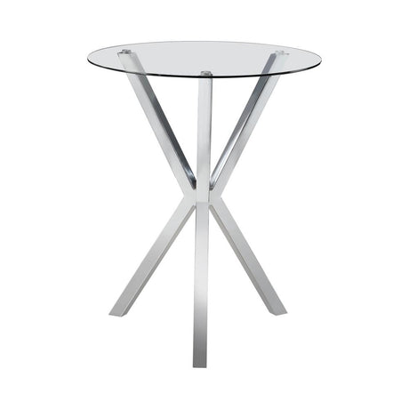 Denali Round Glass Top Bar Table Chrome - 100186 - Luna Furniture