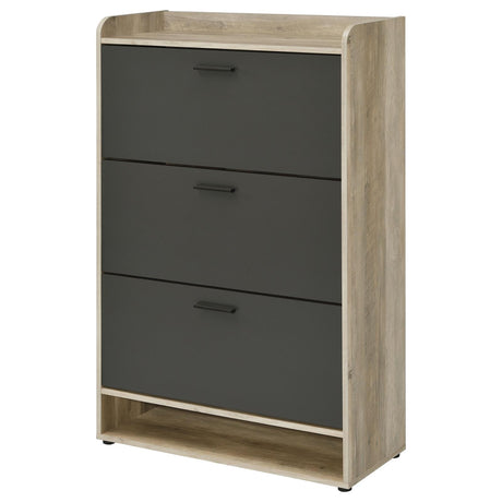 Denia Antique Pine and Gray 3-Tier Shoe Storage Cabinet from Coaster - Luna Furniture