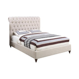 Devon Beige Button Tufted Upholstered Eastern King Bed from Coaster - Luna Furniture