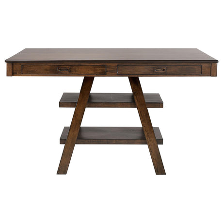 Dewey 2-drawer Counter Height Table with Open Shelves Walnut - 115208 - Luna Furniture