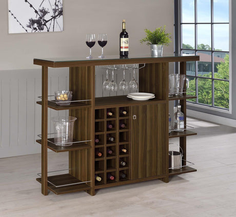 Diggs Bar Unit with Wine Bottle Storage Walnut - 100439 - Luna Furniture