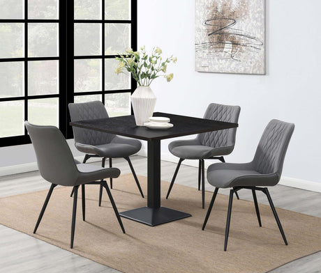 Diggs Gray and Gunmetal Upholstered Tufted Swivel Dining Chairs, Set of 2 from Coaster - Luna Furniture