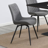 Diggs Gray and Gunmetal Upholstered Tufted Swivel Dining Chairs, Set of 2 from Coaster - Luna Furniture
