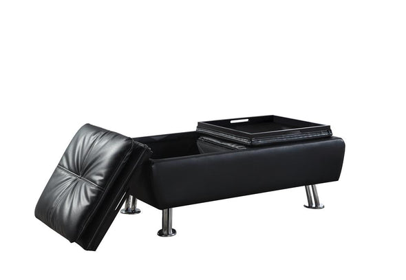 Dilleston Storage Ottoman with Removable Trays Black - 300283 - Luna Furniture