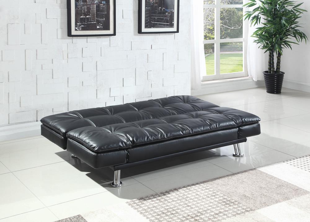 Dilleston Tufted Back Upholstered Sofa Bed Black - 300281 - Luna Furniture