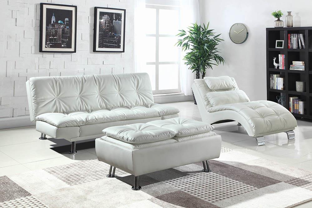 Dilleston White Tufted Back Upholstered Sofa Bed from Coaster - Luna Furniture