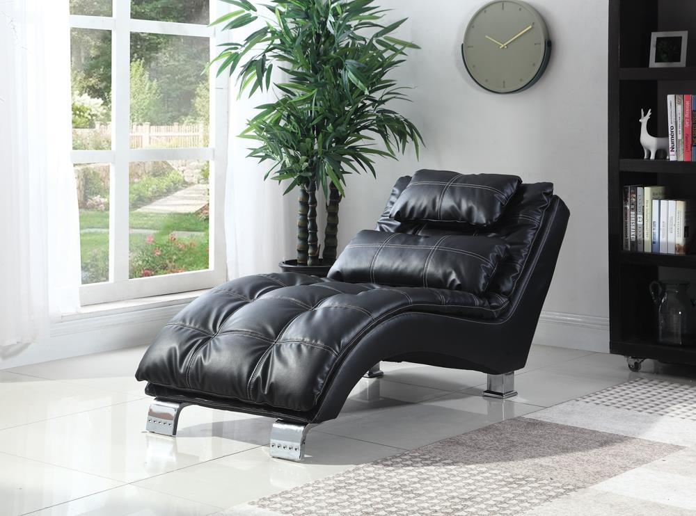Dilleston Upholstered Chaise Black - 550075 - Luna Furniture