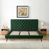 Dillon Velvet Platform Bed Queen / Teal from Midinmod - Luna Furniture